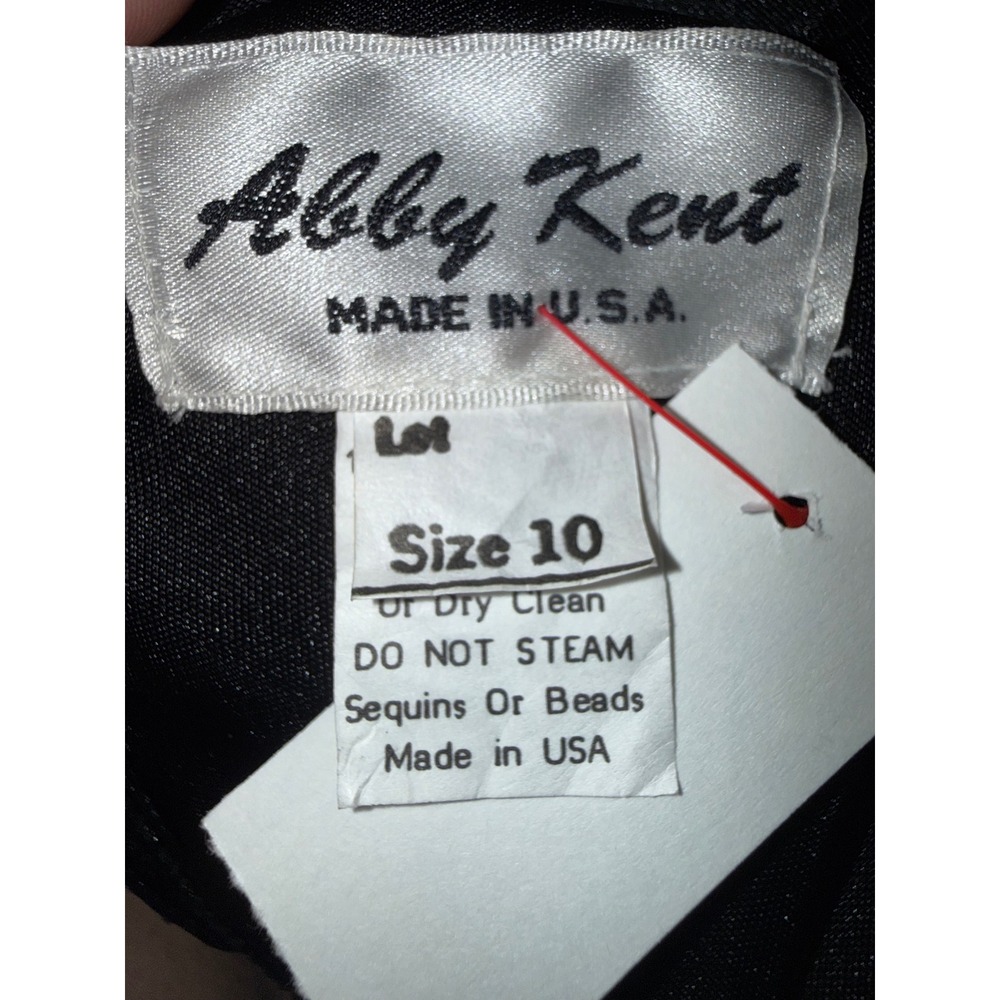 Abby Kent Vintage 80s Black Beaded Sequin Mesh Dress Midi Long Sleeve Goth glam - Picture 3 of 6